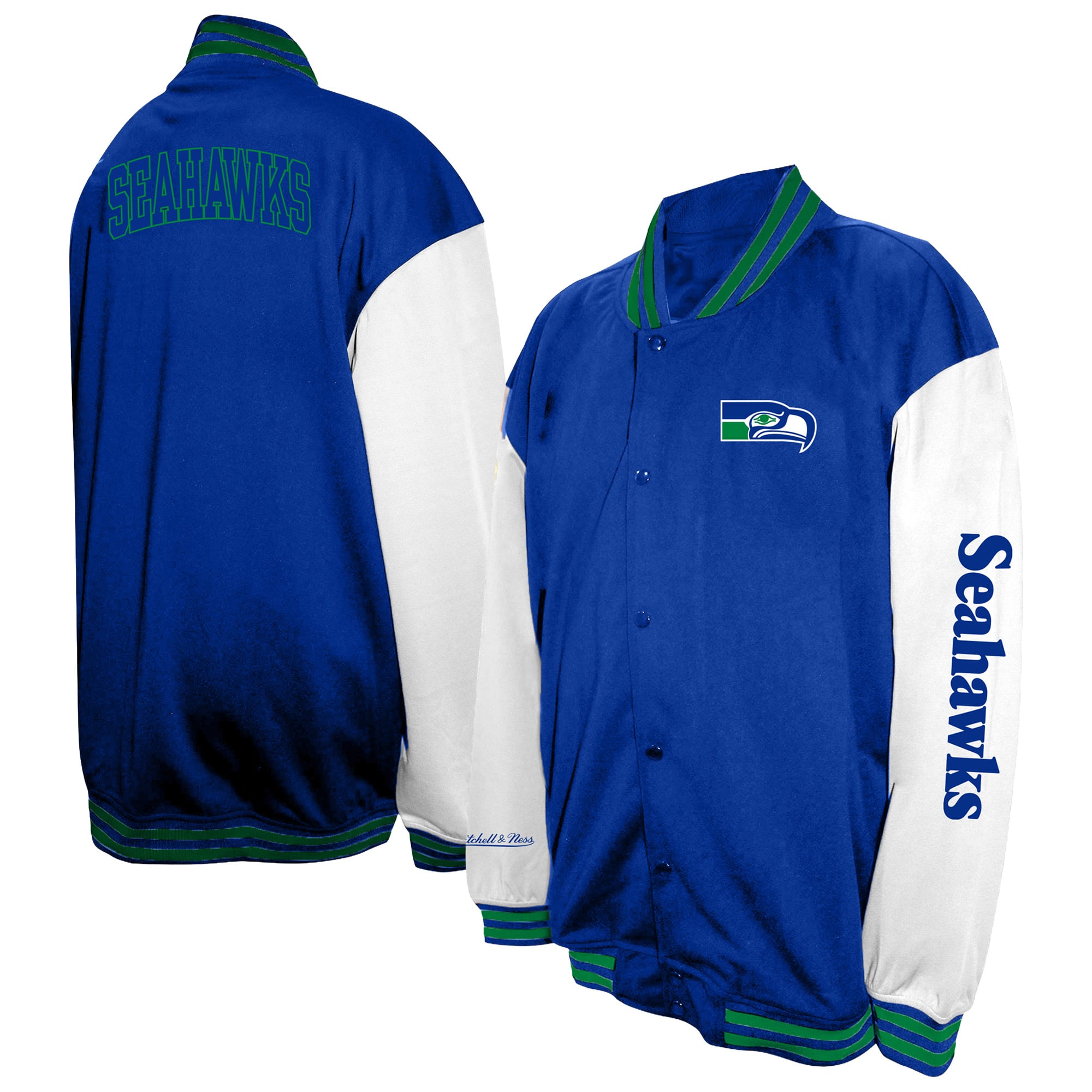 Veste universitaire à boutons-pression Royal Seattle Seahawks pour homme, grandes tailles