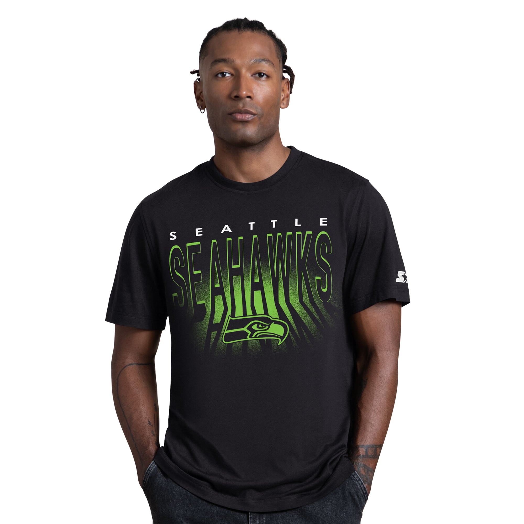 T-shirt graphique rétroéclairé noir Starter pour homme, Seattle Seahawks