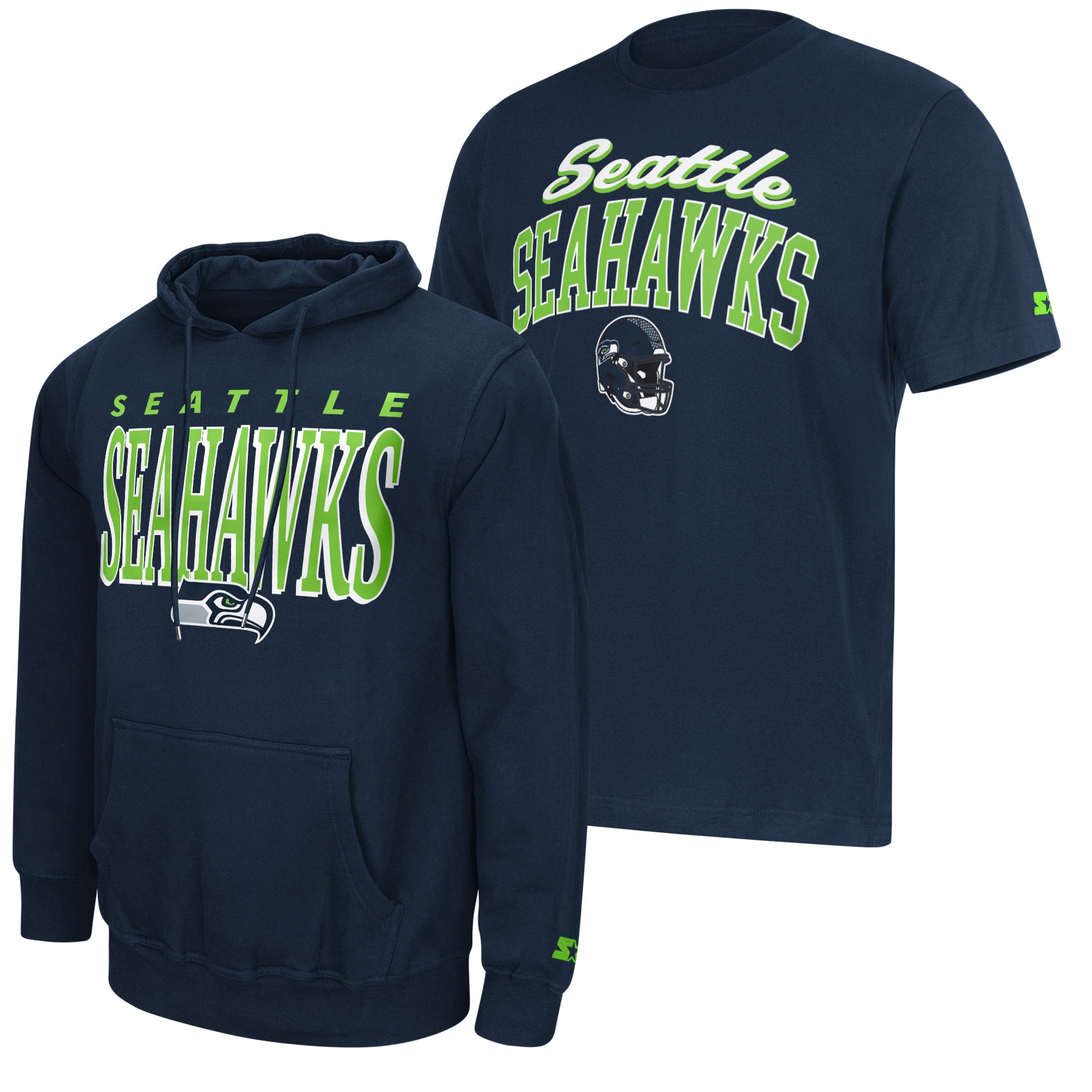 Ensemble t-shirt et sweat à capuche Starter College Navy Seattle Seahawks pour homme