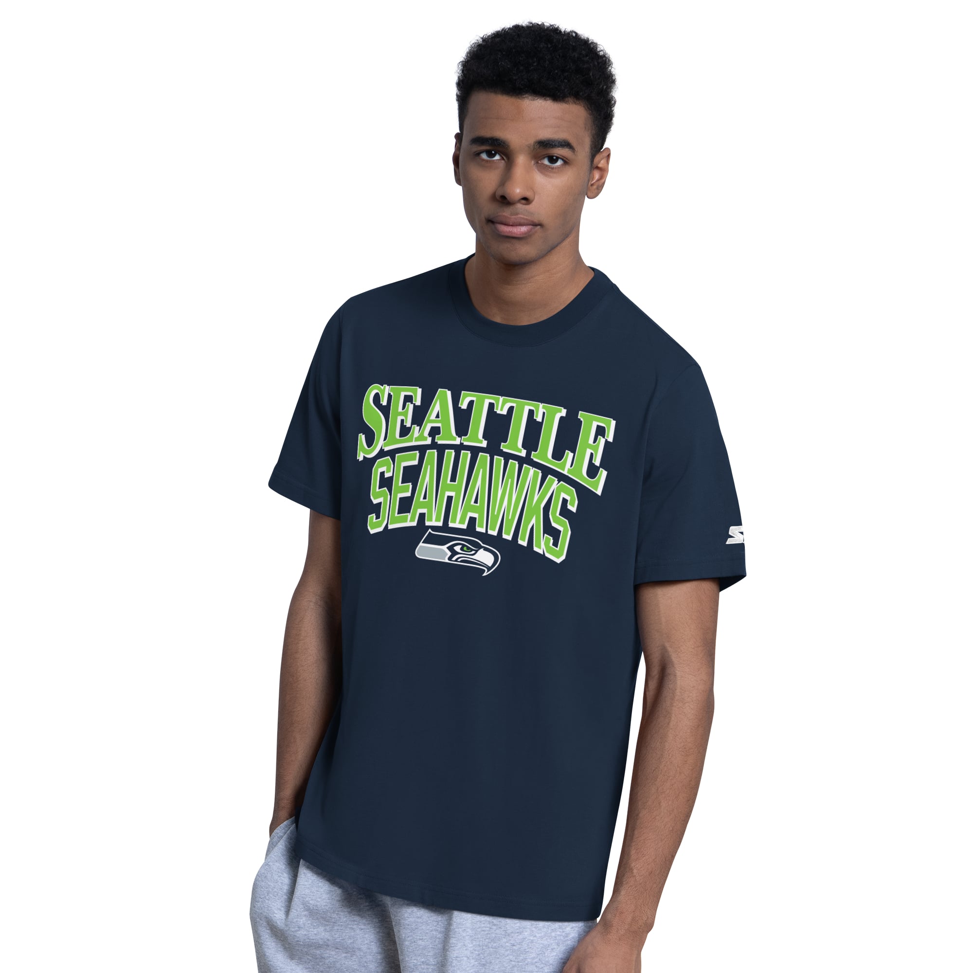 Men's Starter College Navy/Heather Gray Seattle Seahawks Two-Pack Logo T-Shirt Set
