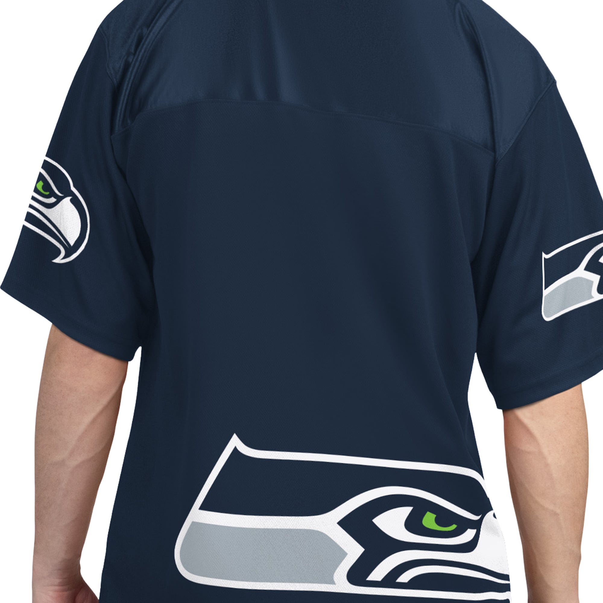 Pack de t-shirts à manches courtes et longues Starter College pour hommes, bleu marine blanc, Seattle Seahawks