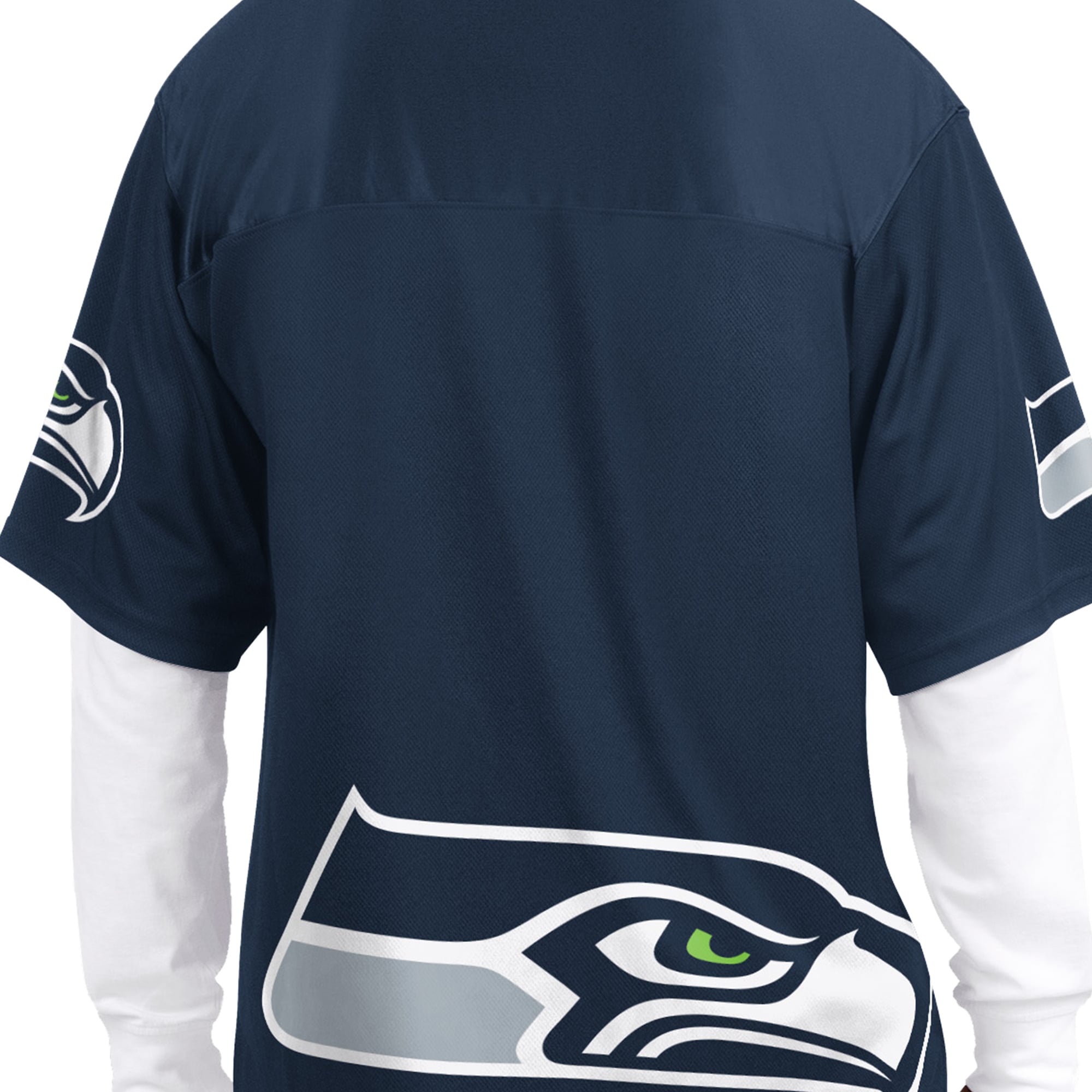 Pack de t-shirts à manches courtes et longues Starter College pour hommes, bleu marine blanc, Seattle Seahawks