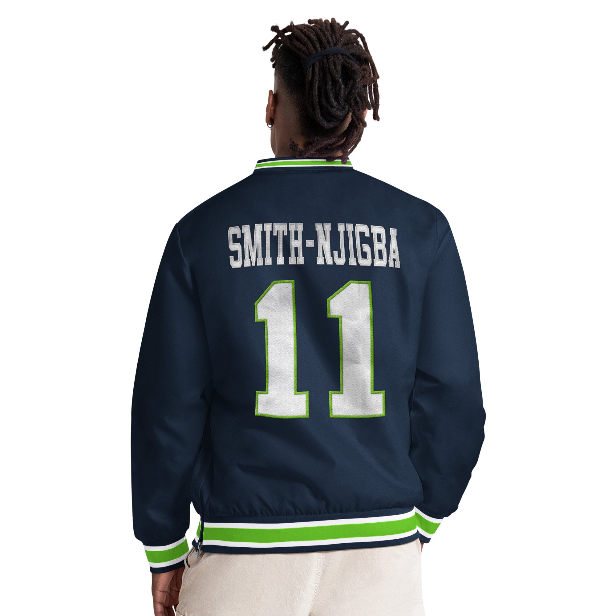 Pull à col en V Starter Jaxon Smith-Njigba College Navy Seattle Seahawks pour homme