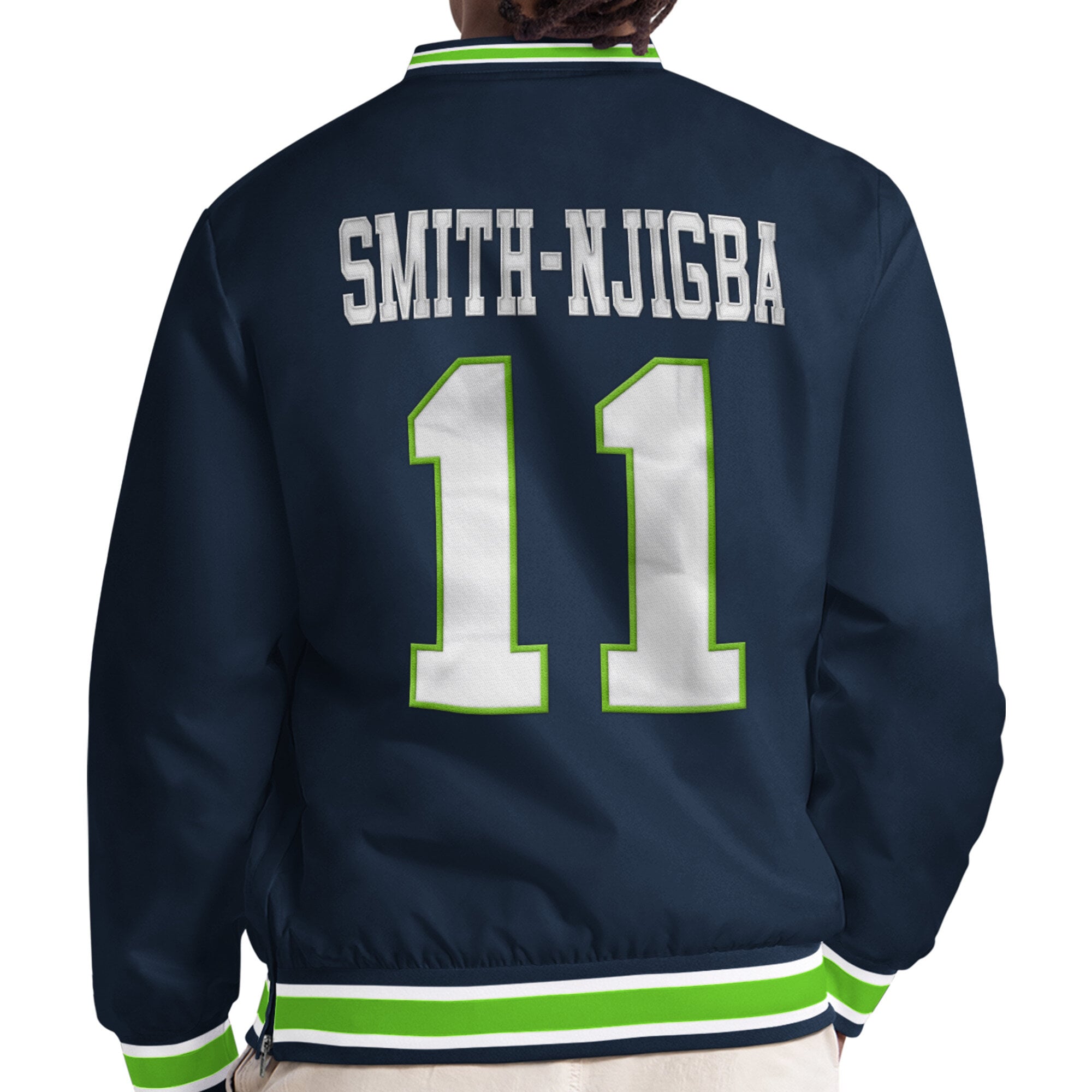 Pull à col en V Starter Jaxon Smith-Njigba College Navy Seattle Seahawks pour homme