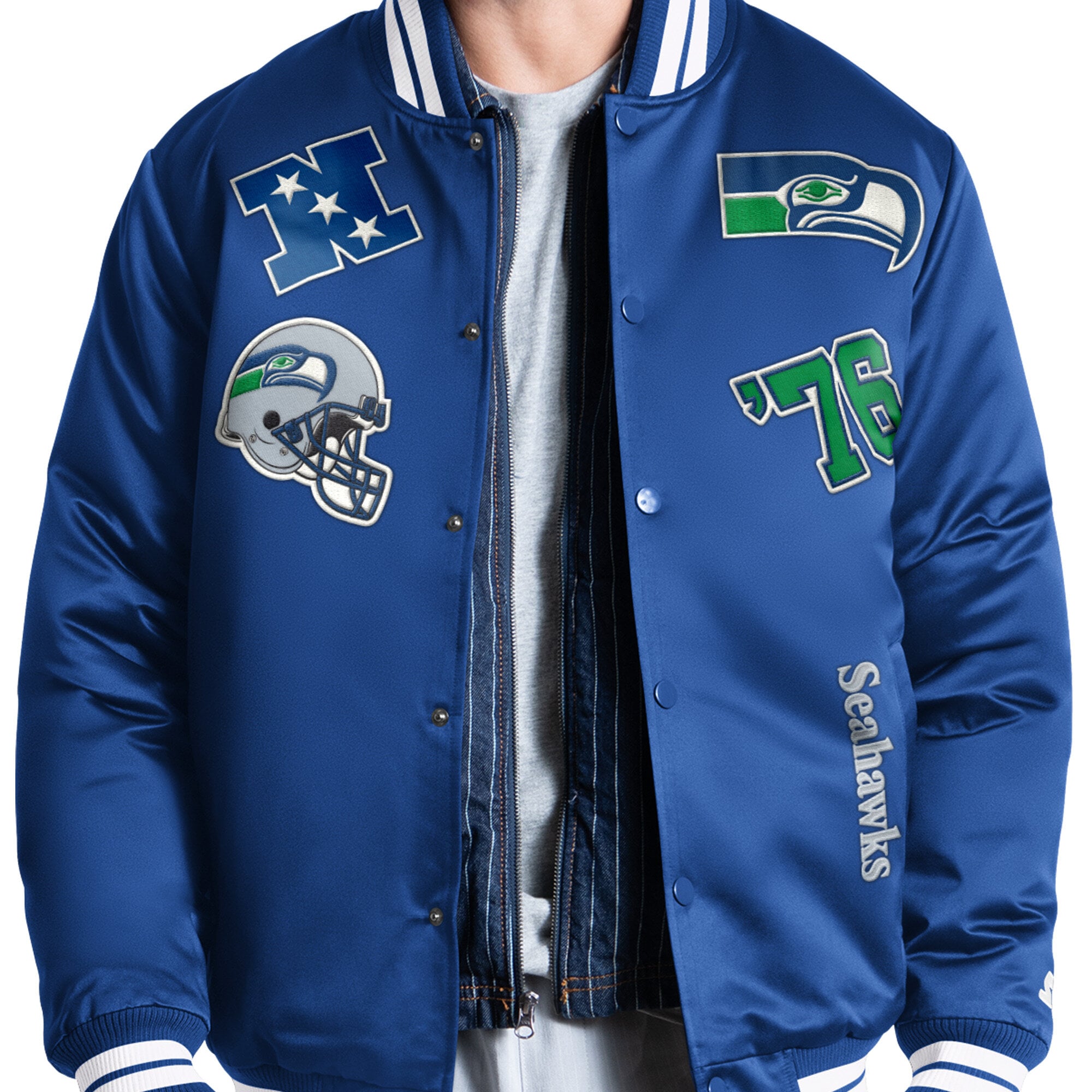 Veste universitaire Starter Royal Seattle Seahawks Elite à boutons-pression pour homme