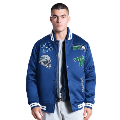 Seattle Seahawks Starter Elite Full Snap Varsity Jacket - Royal