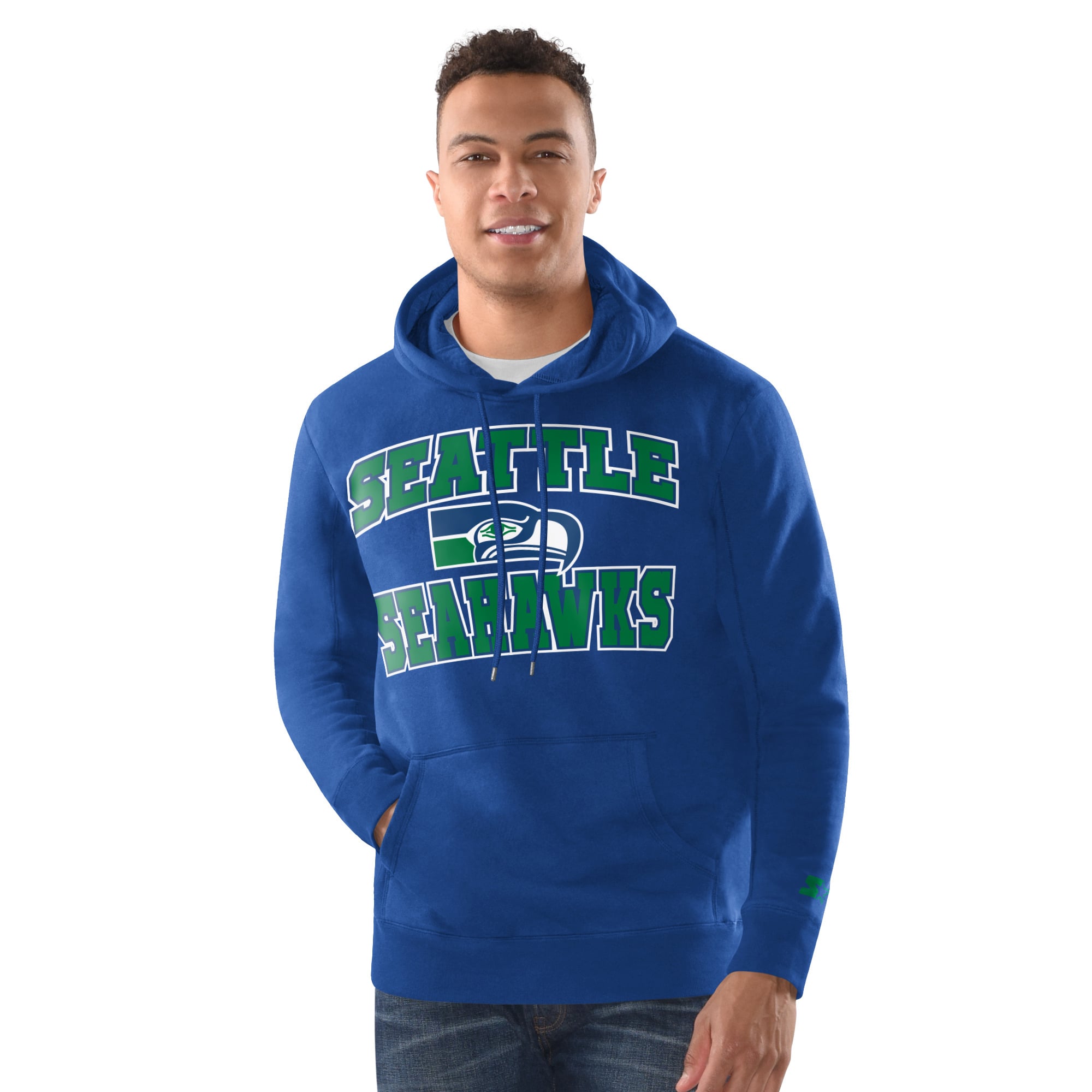 Men's Starter Royal Seattle Seahawks Hoodie and Cuffed Knit Hat Combo Pack