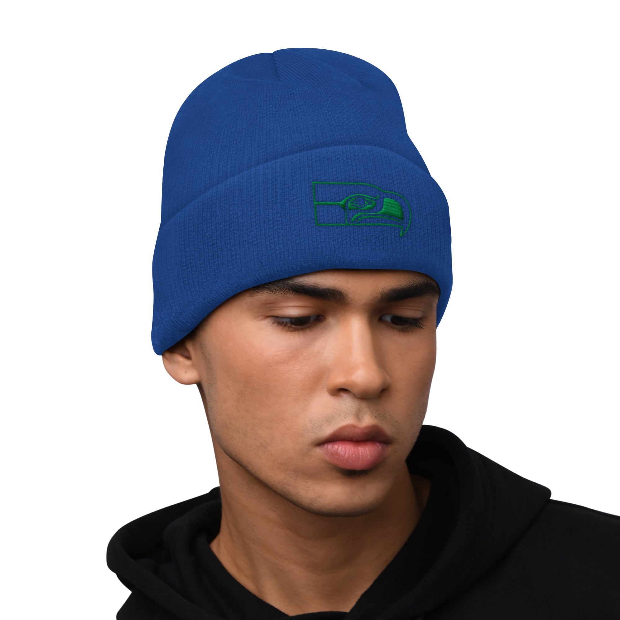 Men's Starter Royal Seattle Seahawks Hoodie and Cuffed Knit Hat Combo Pack
