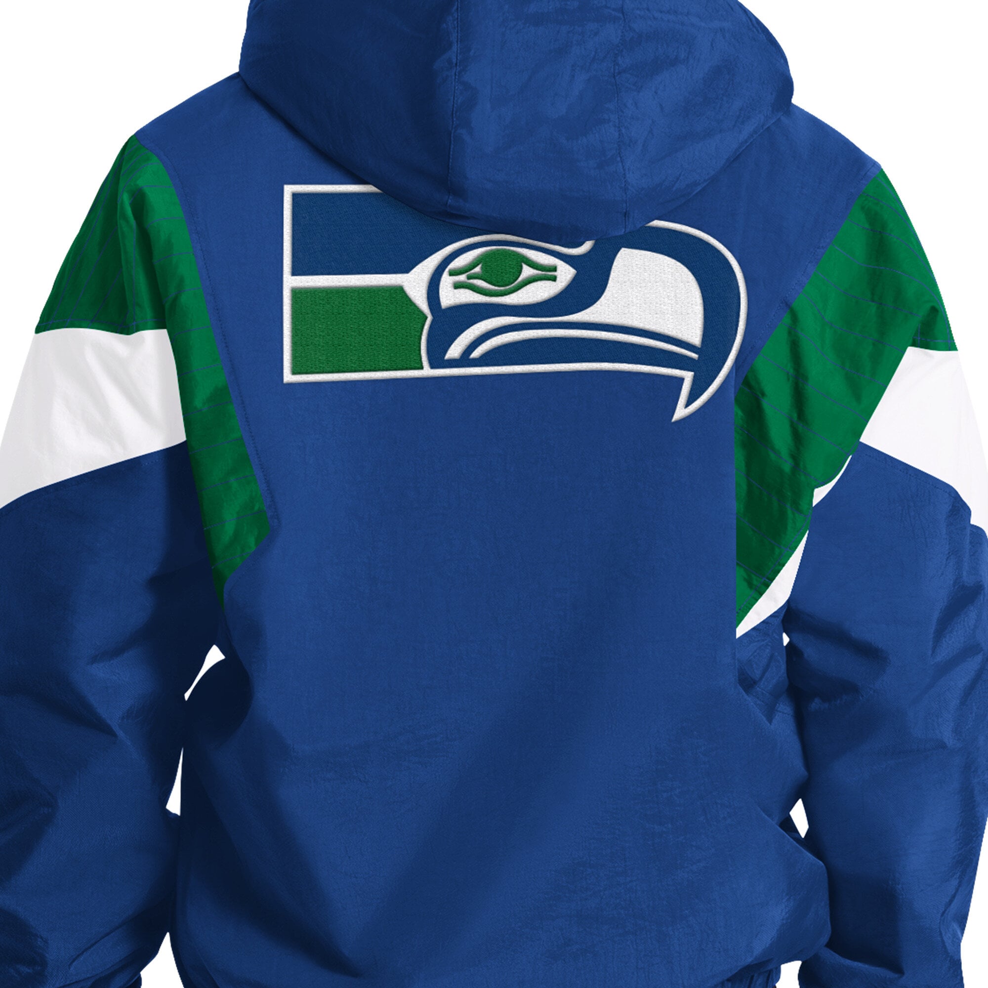 Veste à capuche demi-zip Starter Royal Seattle Seahawks pour homme, logo rétro, modèle Throwback