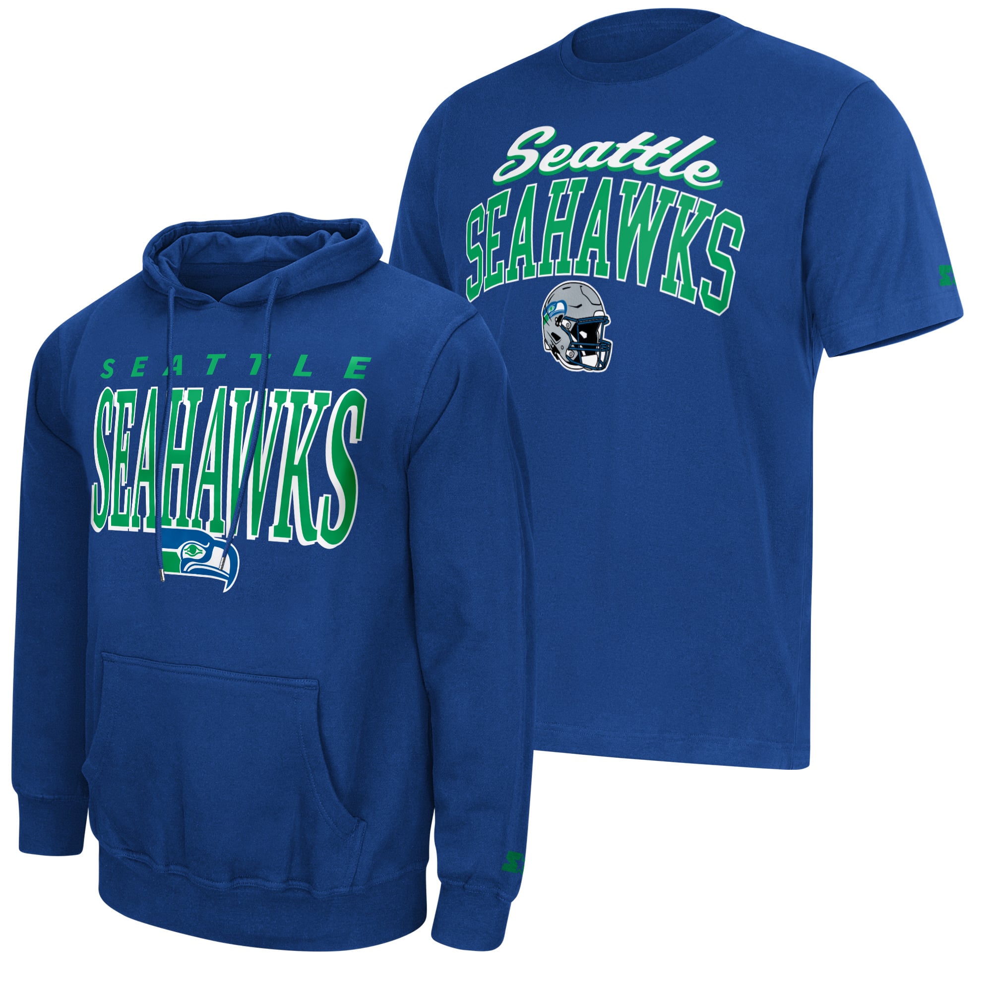 Men's Starter  Royal Seattle Seahawks Vintage Logo Hoodie & T-Shirt Combo Pack