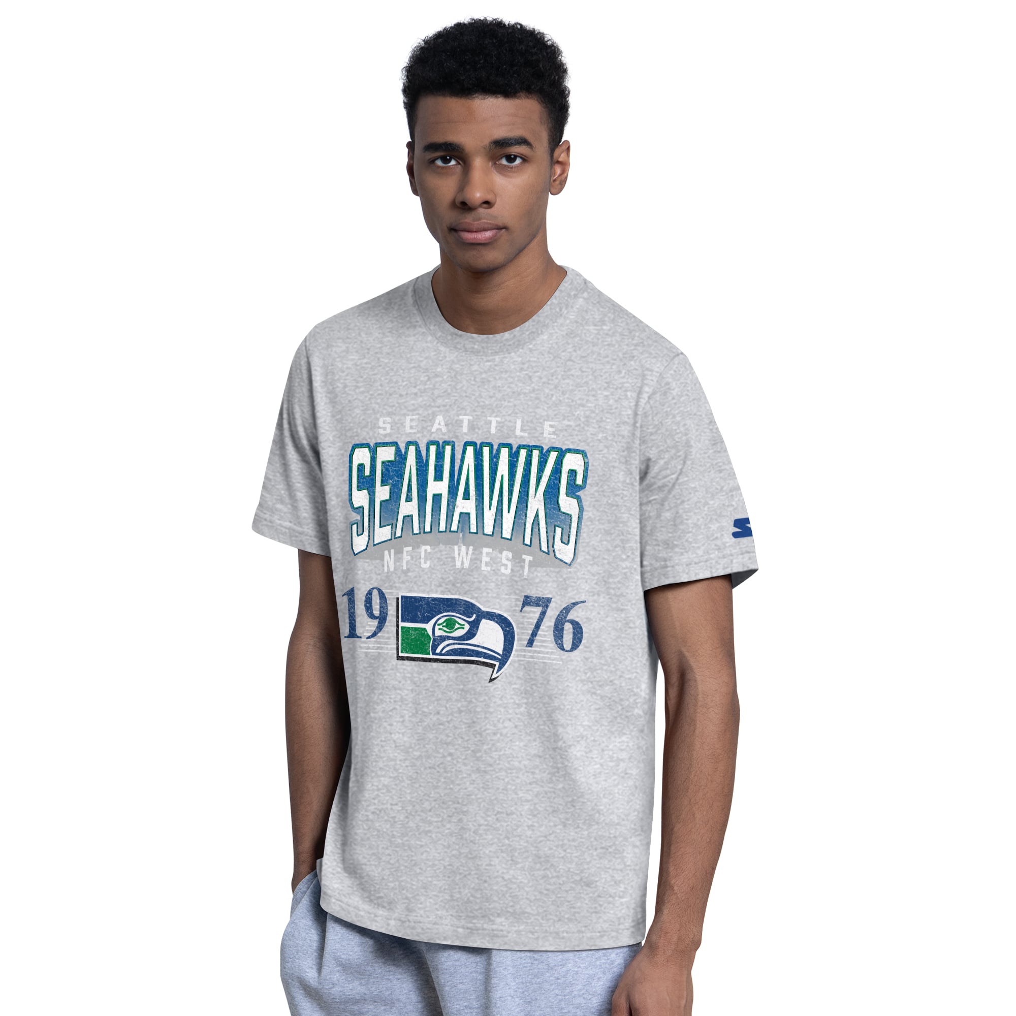 Men's Starter Royal/Heather Gray Seattle Seahawks Two-Pack Throwback Logo T-Shirt Set