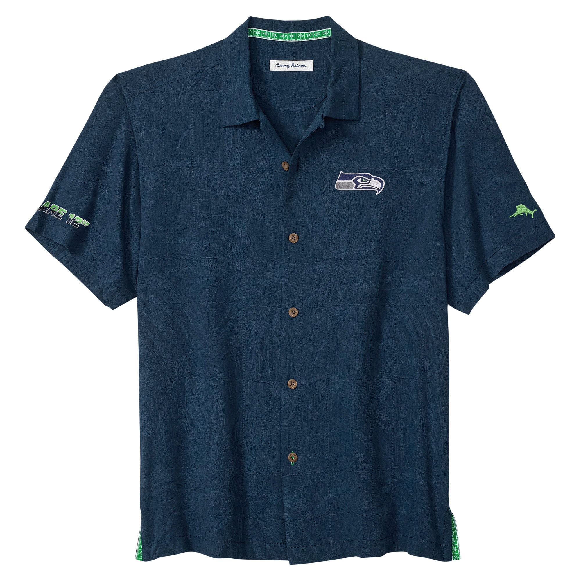 Chemise boutonnée Tommy Bahama College Navy Seattle Seahawks Endzone Paradise IslandZone pour homme