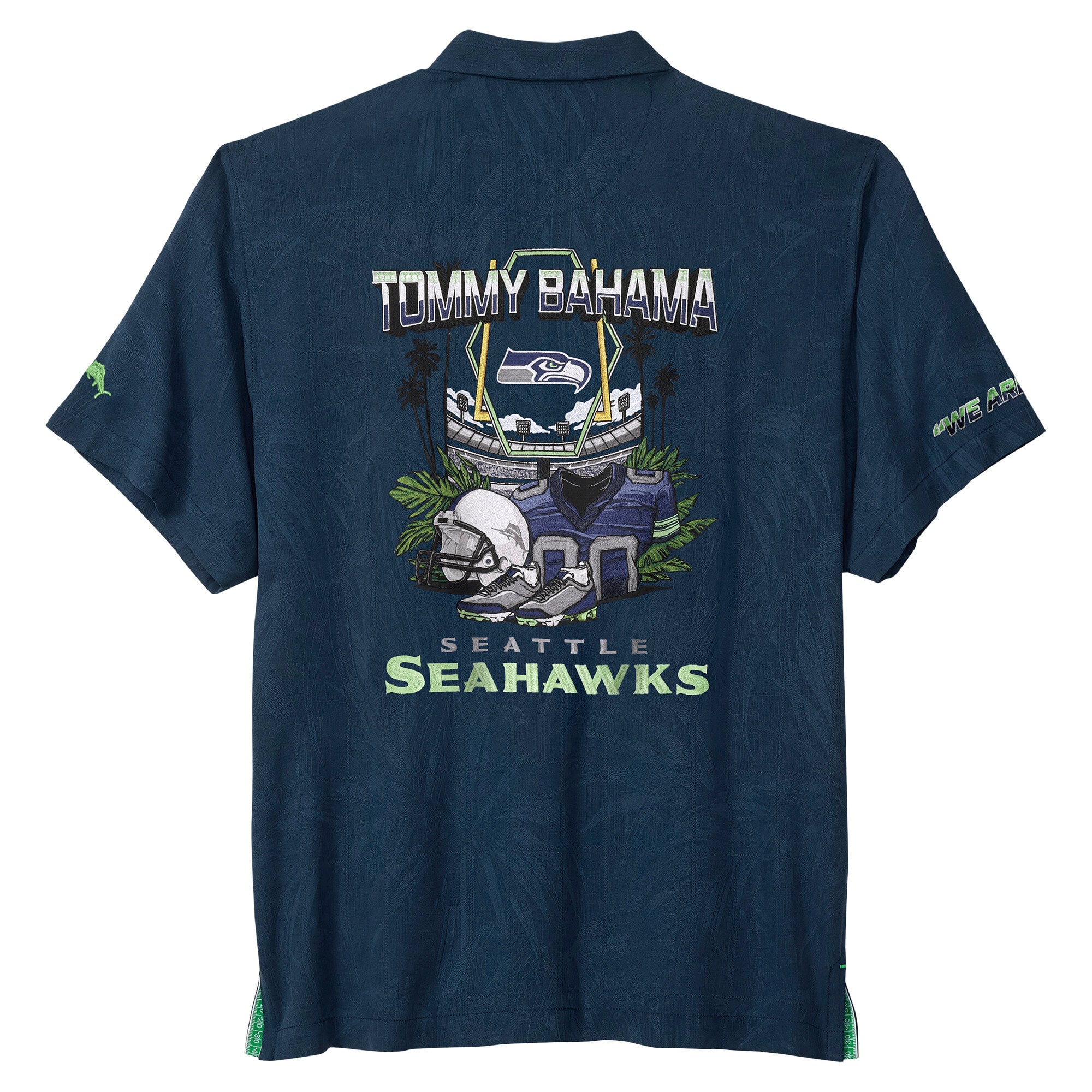 Chemise boutonnée Tommy Bahama College Navy Seattle Seahawks Endzone Paradise IslandZone pour homme