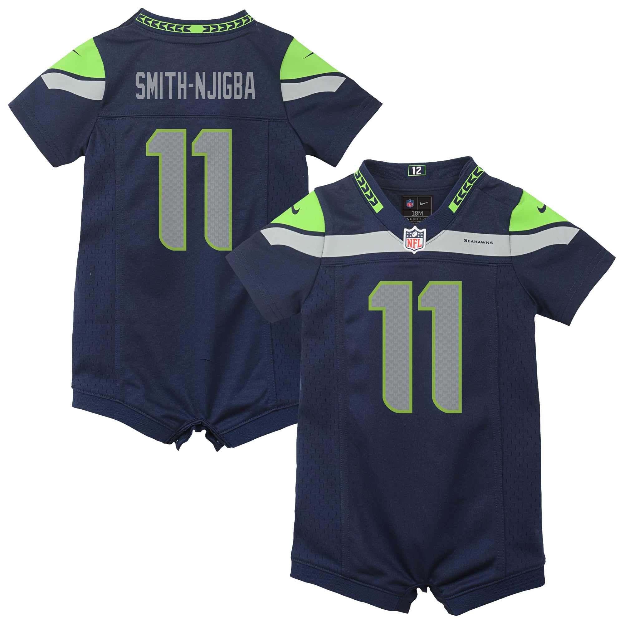 Newborn Nike Jaxon Smith-Njigba Navy Seattle Seahawks Romper Game Jersey