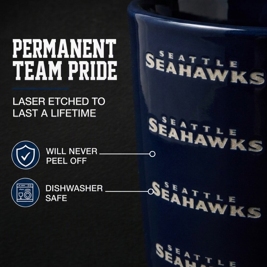 Mug Pegasus Seattle Seahawks 17 oz, logo ton sur ton, finition sablée