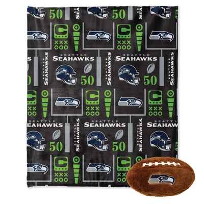 Seattle Seahawks Pegasus 50" x 60" Blackout Team Spirit Ultra Soft Throw & Plush Football Combo Pack
