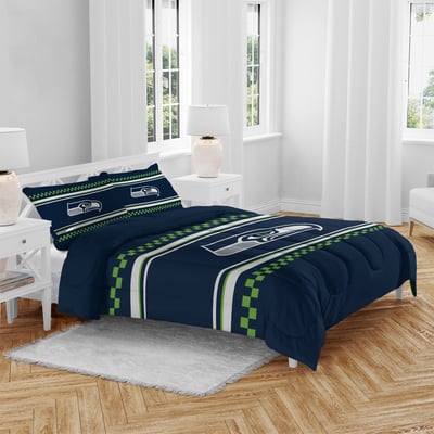 Ensemble de literie trois pièces Seattle Seahawks Pegasus Checkered Dash pour lit double/queen.