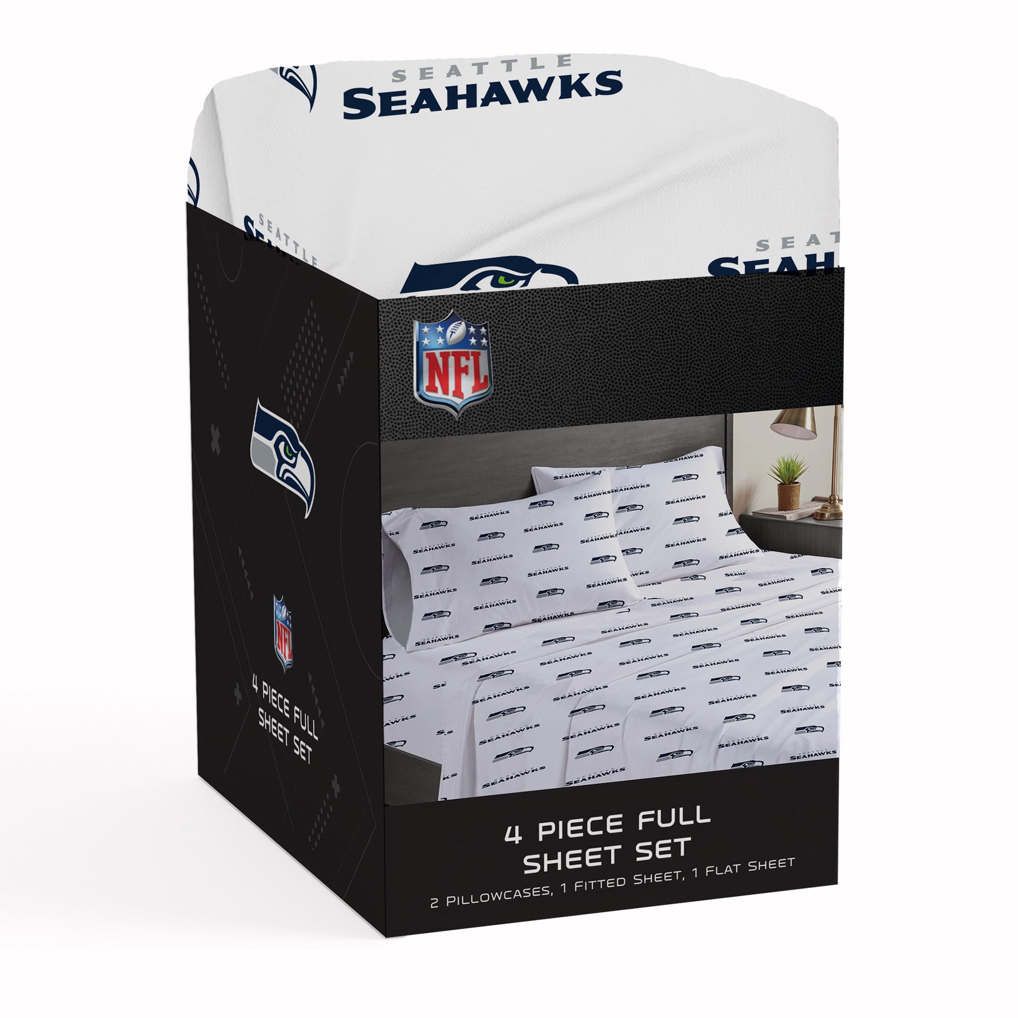 Ensemble de draps complets quatre pièces Pegasus Seattle Seahawks