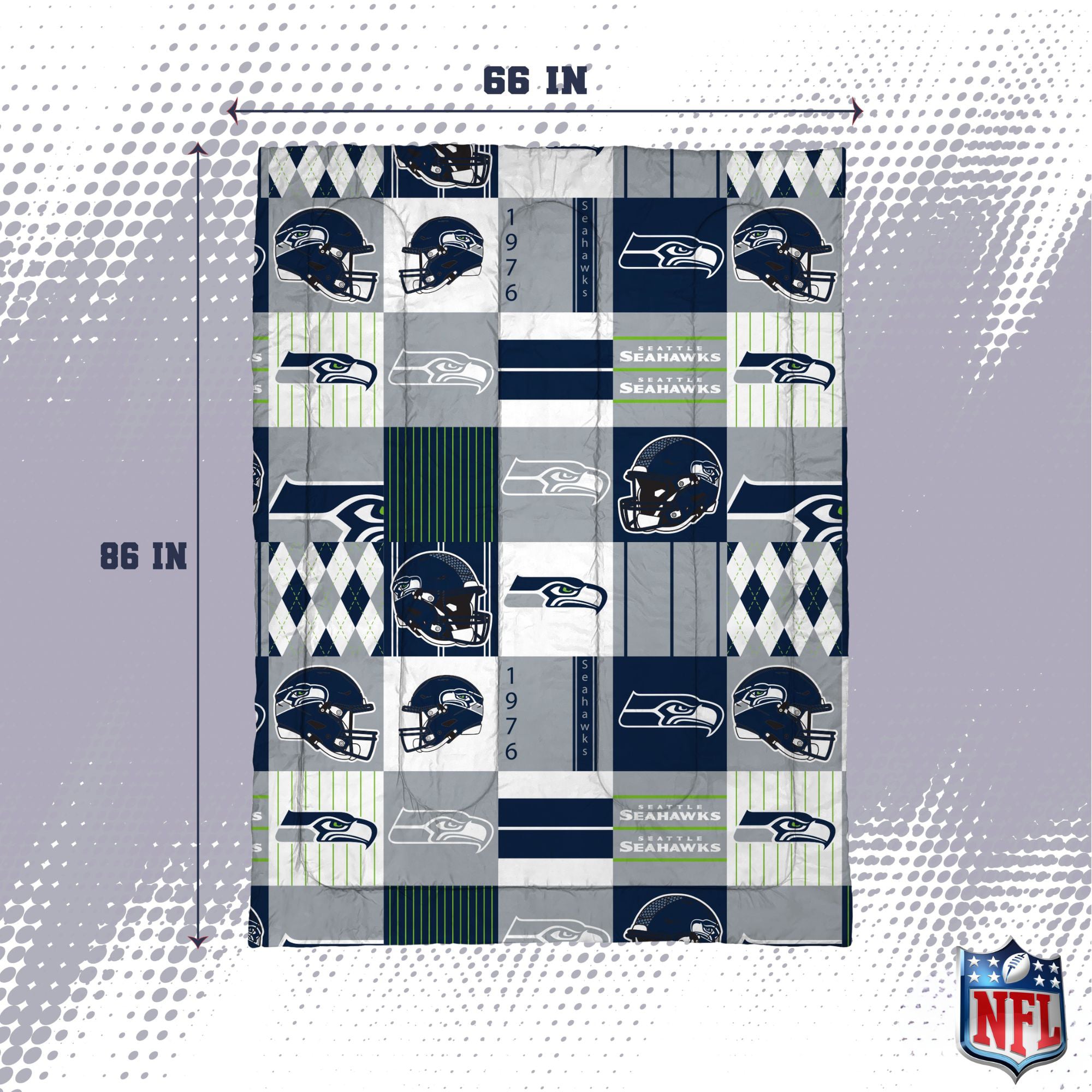 Pegasus Seattle Seahawks Patchwork Plaid Two-Piece Twin/Twin XL Bed in a Bag Set