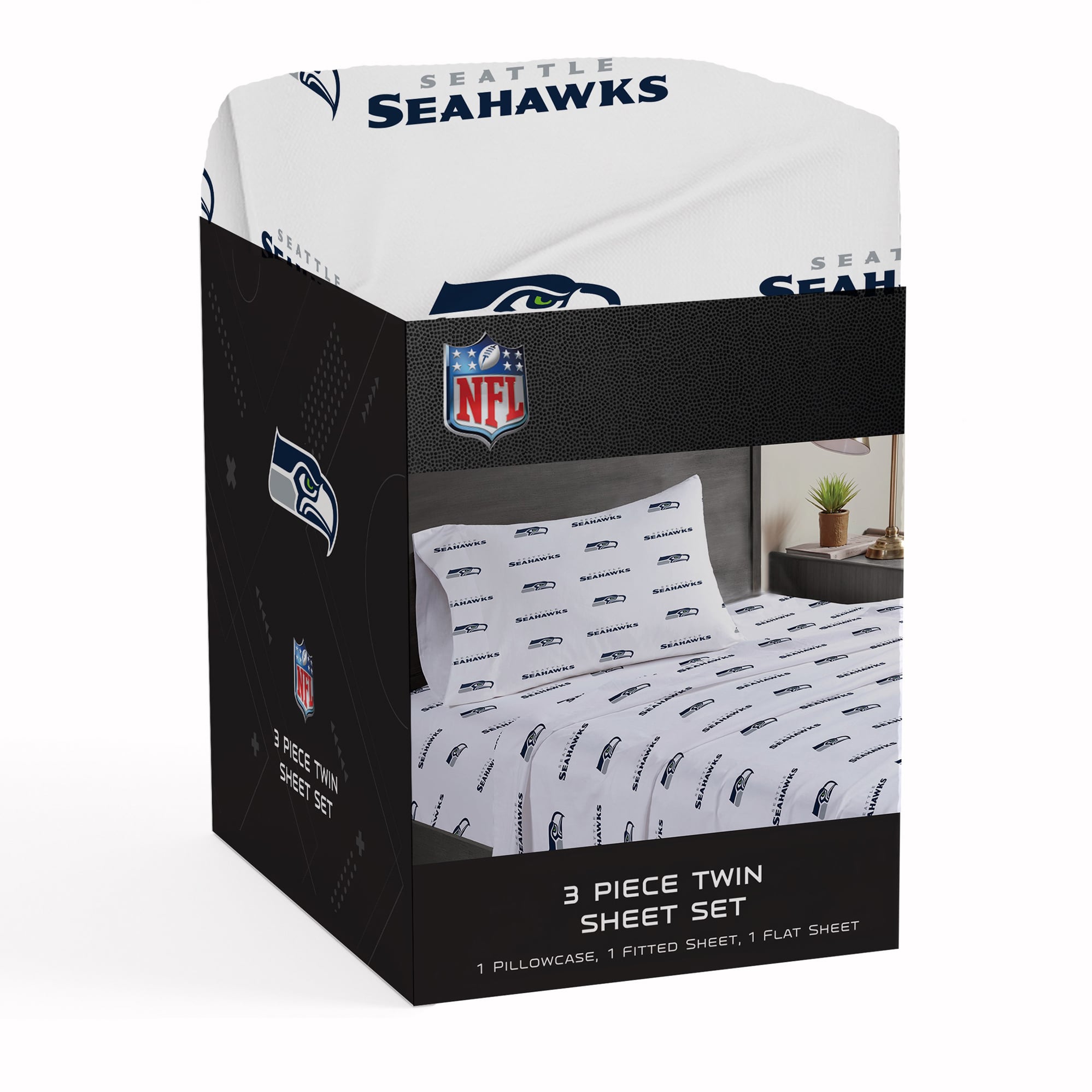 Ensemble de draps trois pièces Pegasus Seattle Seahawks pour lit simple