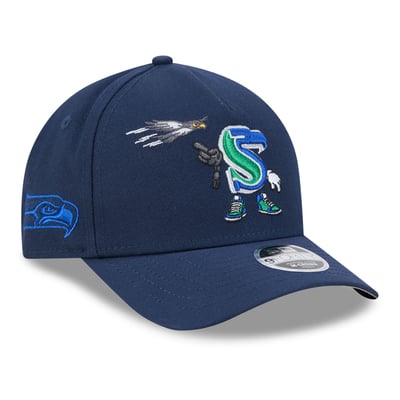 Seattle Seahawks New Era Preschool Cartoon 9FORTY M-Crown A-Frame Adjustable Hat - College Navy
