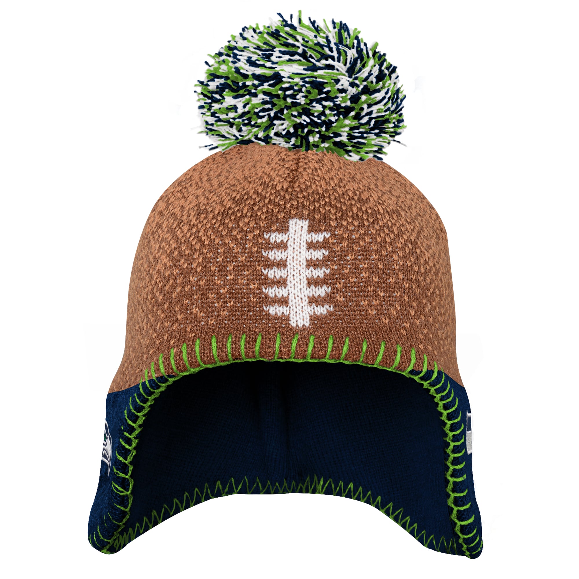 Bonnet tricoté marron Seattle Seahawks pour enfant d'âge préscolaire