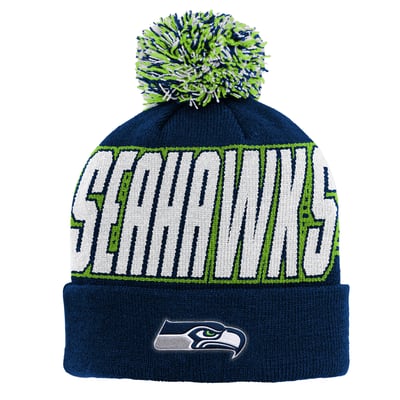 Seattle Seahawks Outerstuff Preschool Cuffed Knit Hat with Pom - College Navy