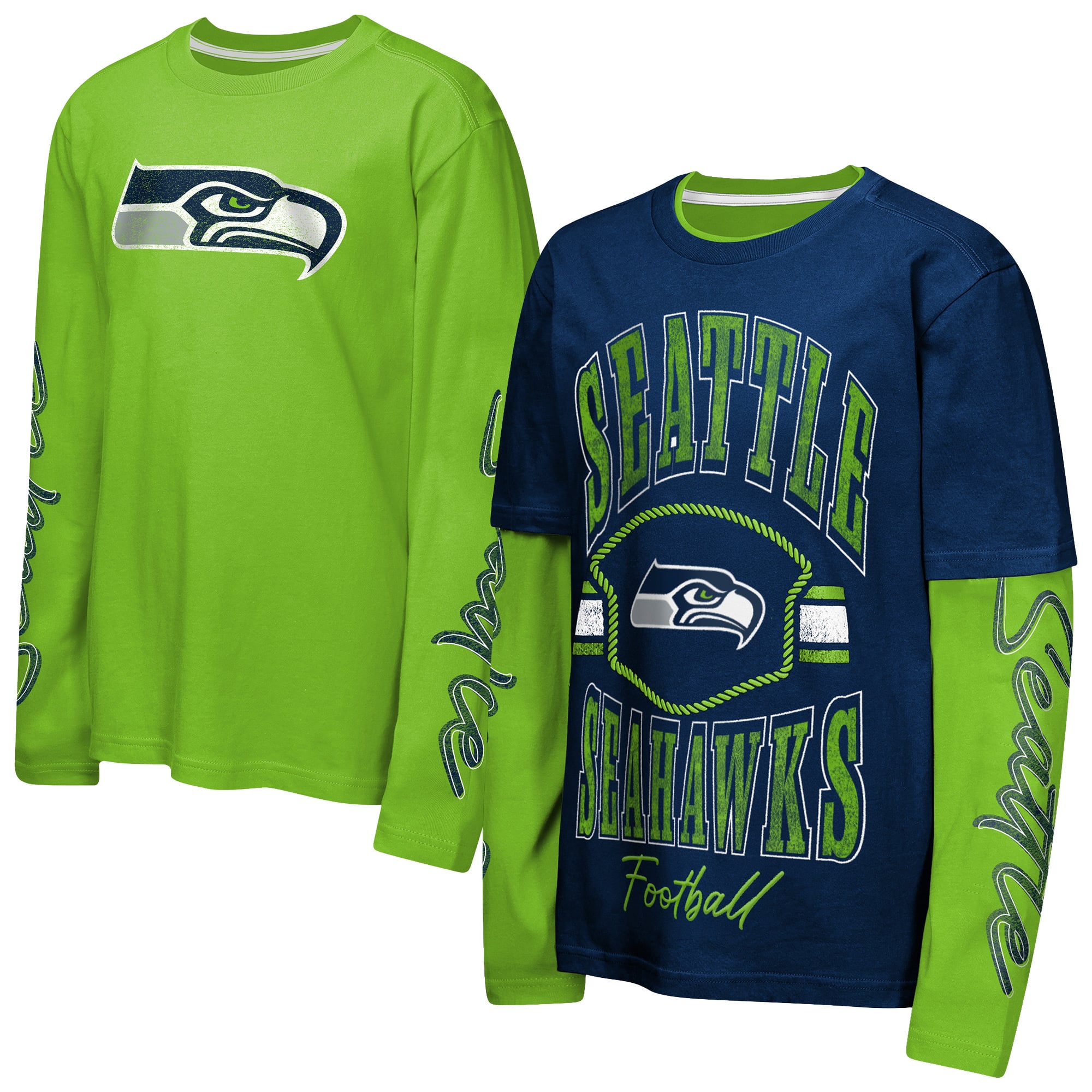 Ensemble combiné de mouvement Outerstuff College bleu marine/vert fluo Seattle Seahawks pour enfants d'âge préscolaire