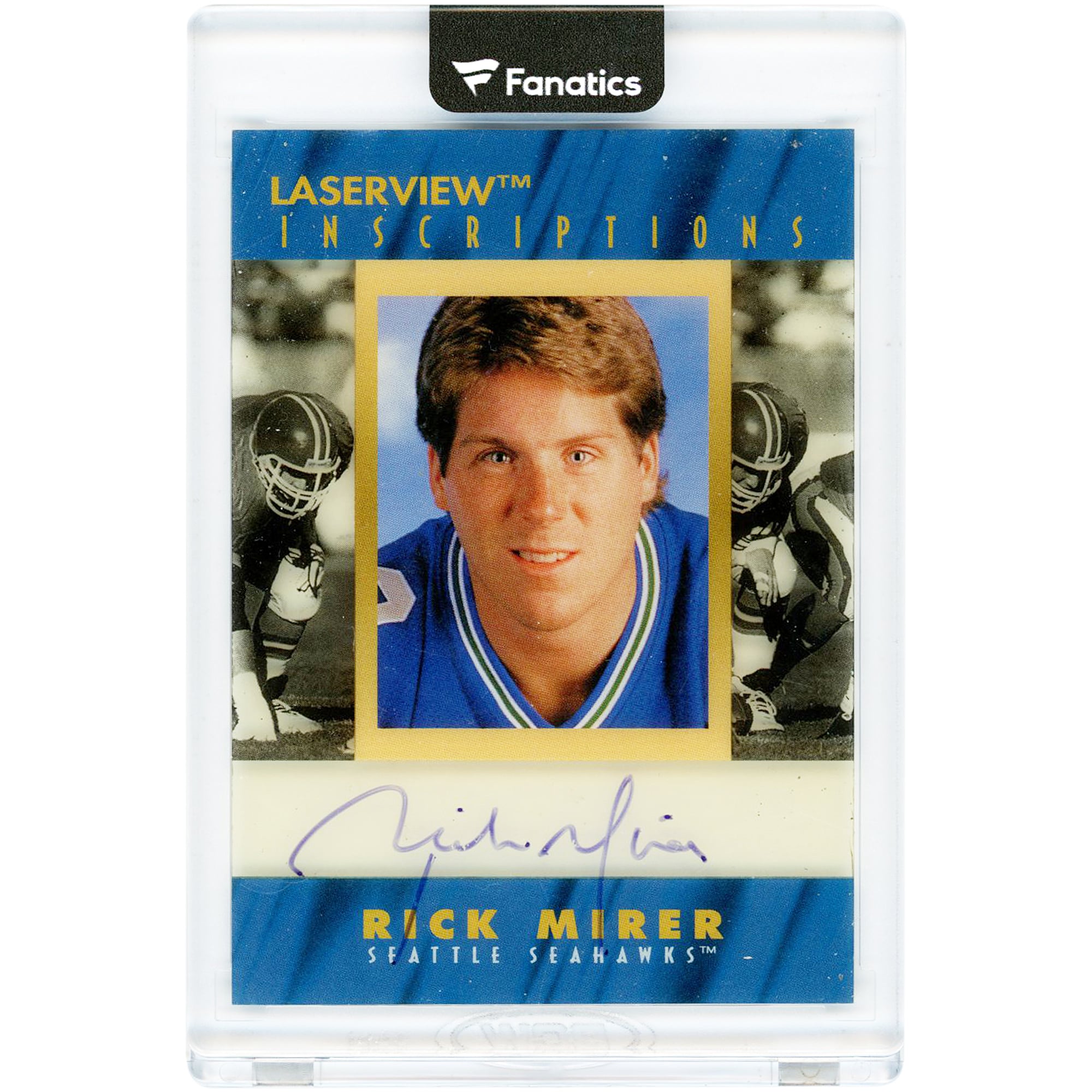 Carte autographiée de Rick Mirer (Seattle Seahawks) de 1996, Pinnacle Laserview Inscriptions #NNO #1366/3150