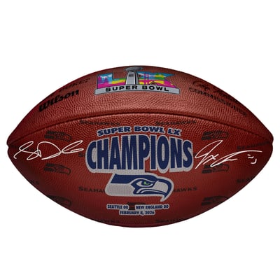 Sam Darnold & Jaxon Smith-Njigba Seattle Seahawks Autographed Fanatics Authentic Super Bowl LX Champions Wilson Duke Football