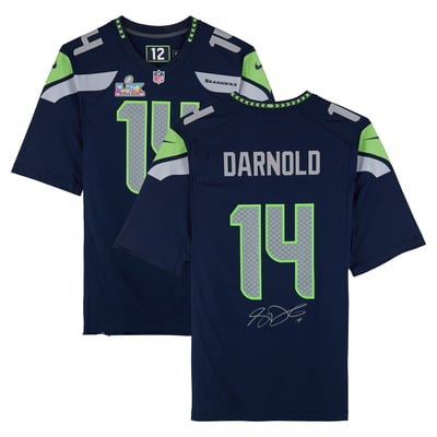 Sam Darnold Seattle Seahawks Autographed Fanatics Authentic Super Bowl LX Champions College Navy Nike Game Jersey 
