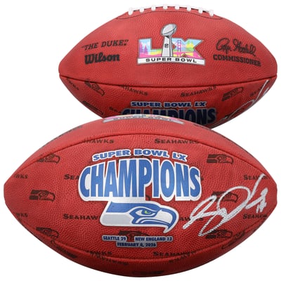 Sam Darnold Seattle Seahawks Autographed Fanatics Authentic Super Bowl LX Champions Wilson Duke Football 