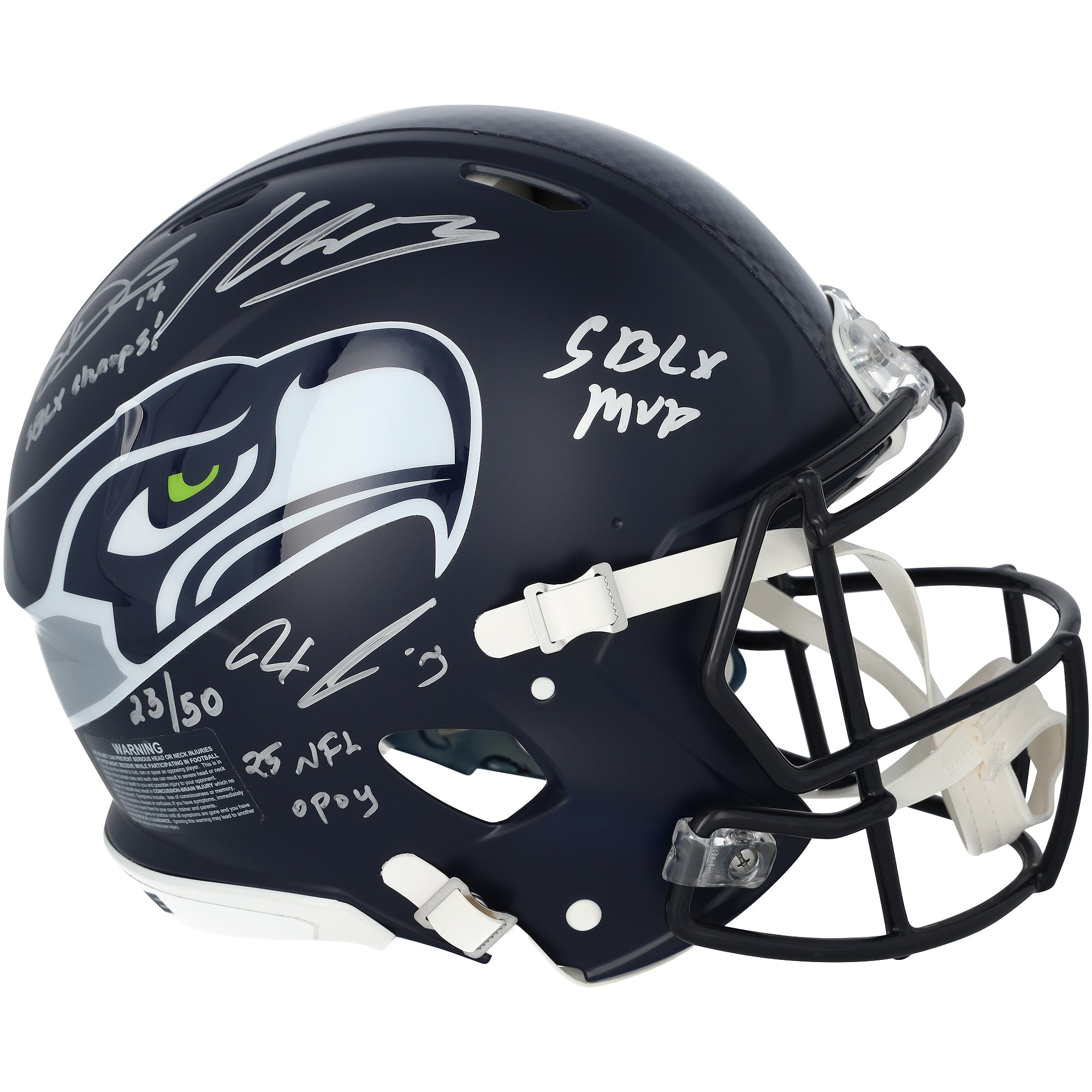 Seattle Seahawks Autographed Riddell Super Bowl LX Champions Speed Authentic Helmet with 6 Signatures and Multiple Inscriptions - Limited Edition of 50