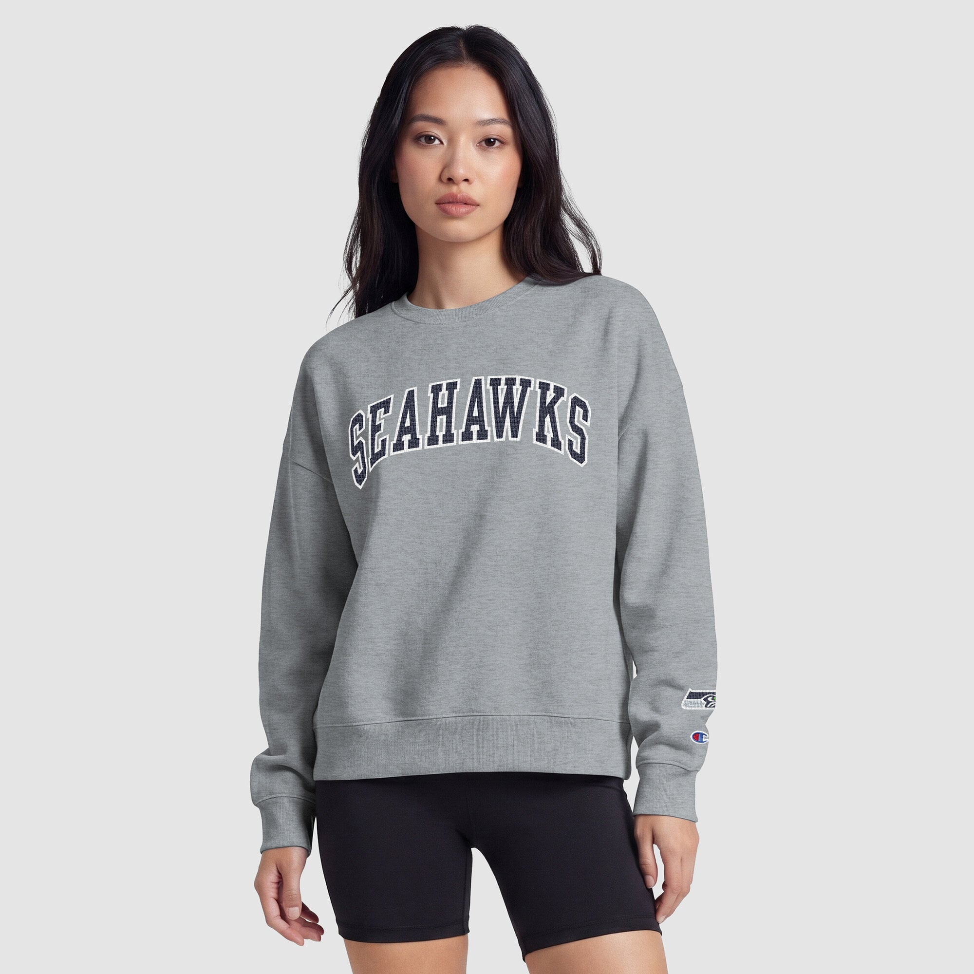 Seattle Seahawks Champion Women's Contrast Lined Sweatshirt - Heather Gray