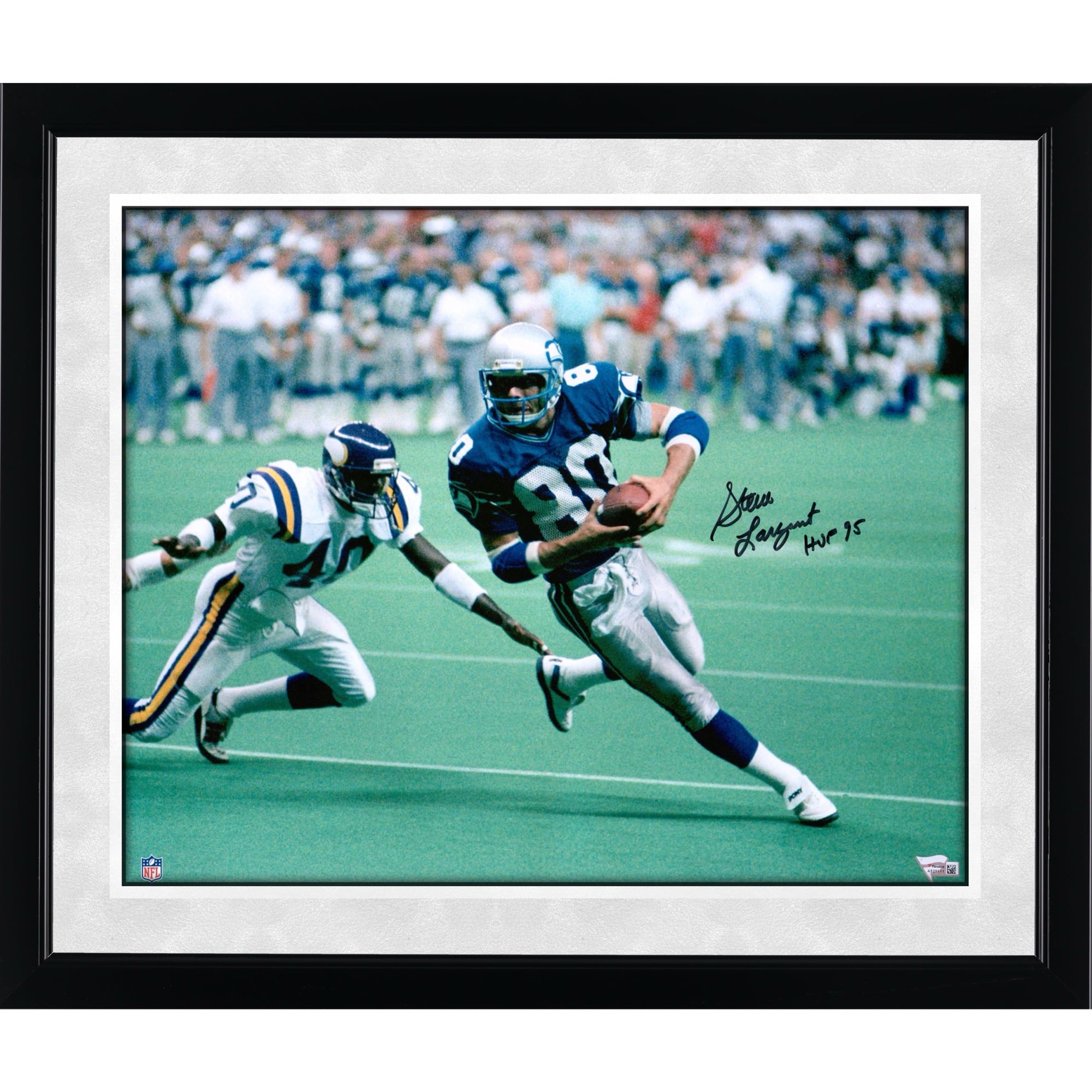 Steve Largent Seattle Seahawks Autographed 16" x 20" vs. Vikings Photograph with "HOF 95" Inscription