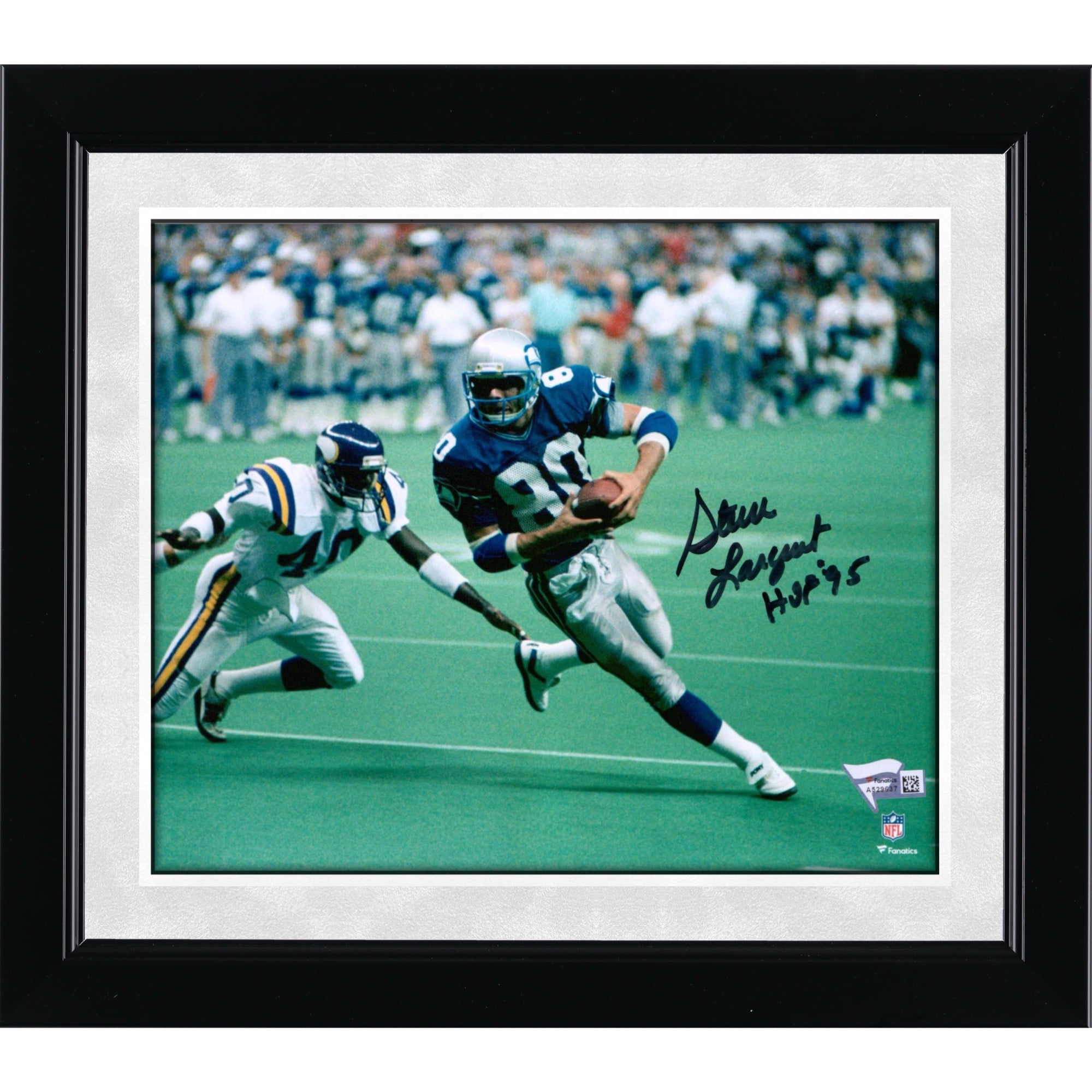 Steve Largent Seattle Seahawks Autographed 8" x 10" vs. Vikings Photograph with "HOF 95" Inscription