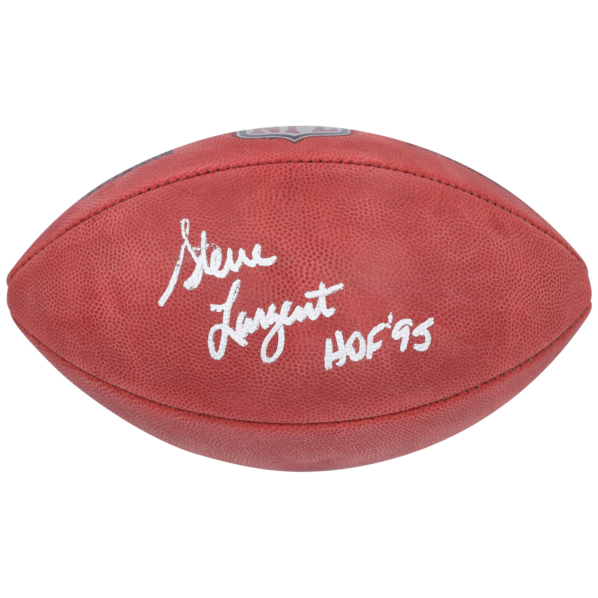 Ballon de football professionnel en couleur autographié par Steve Largent des Seattle Seahawks avec inscription « HOF '95 »
