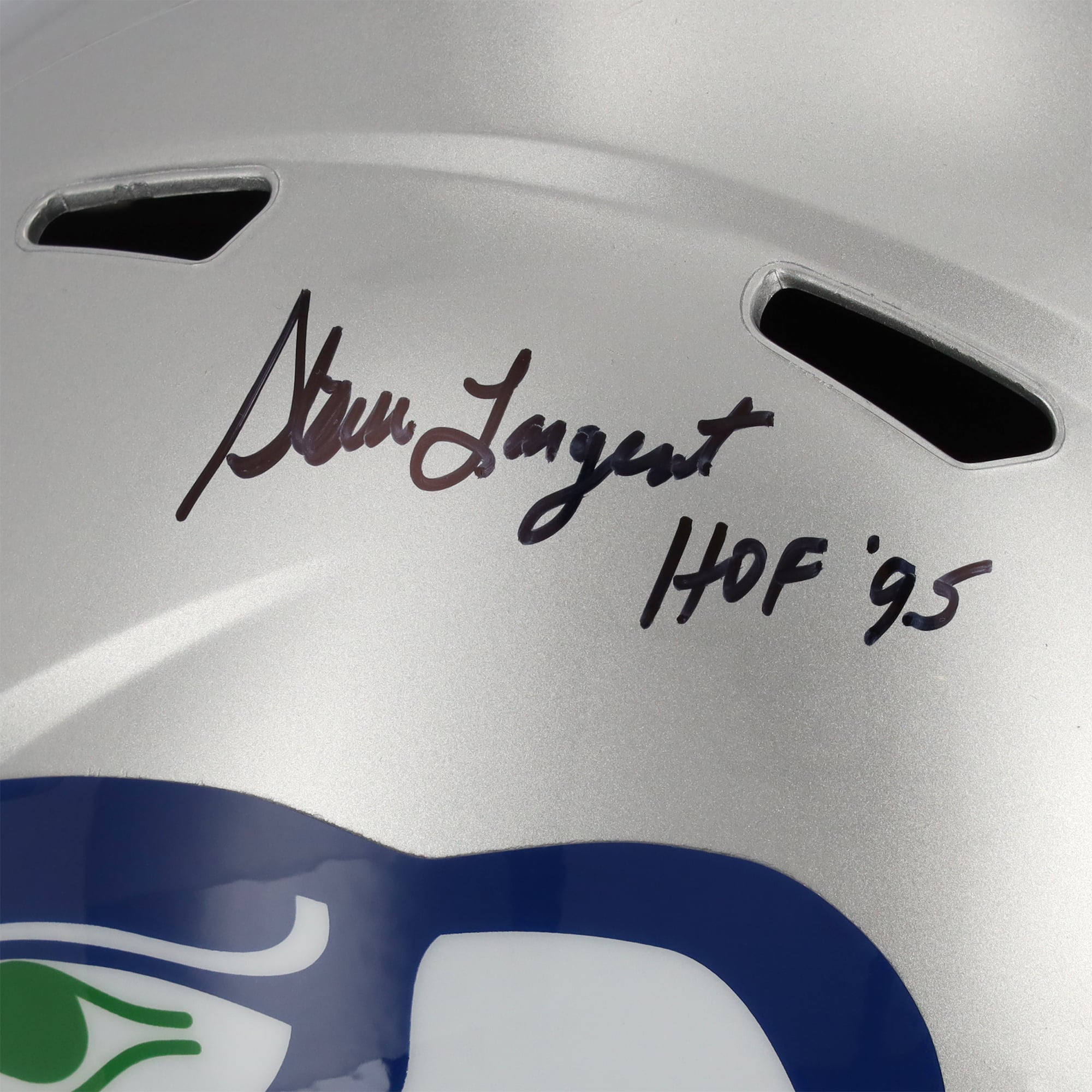 Steve Largent Seattle Seahawks Autographed Riddell 1983-2001 Throwback Speed Replica Helmet with "HOF 95" Inscription
