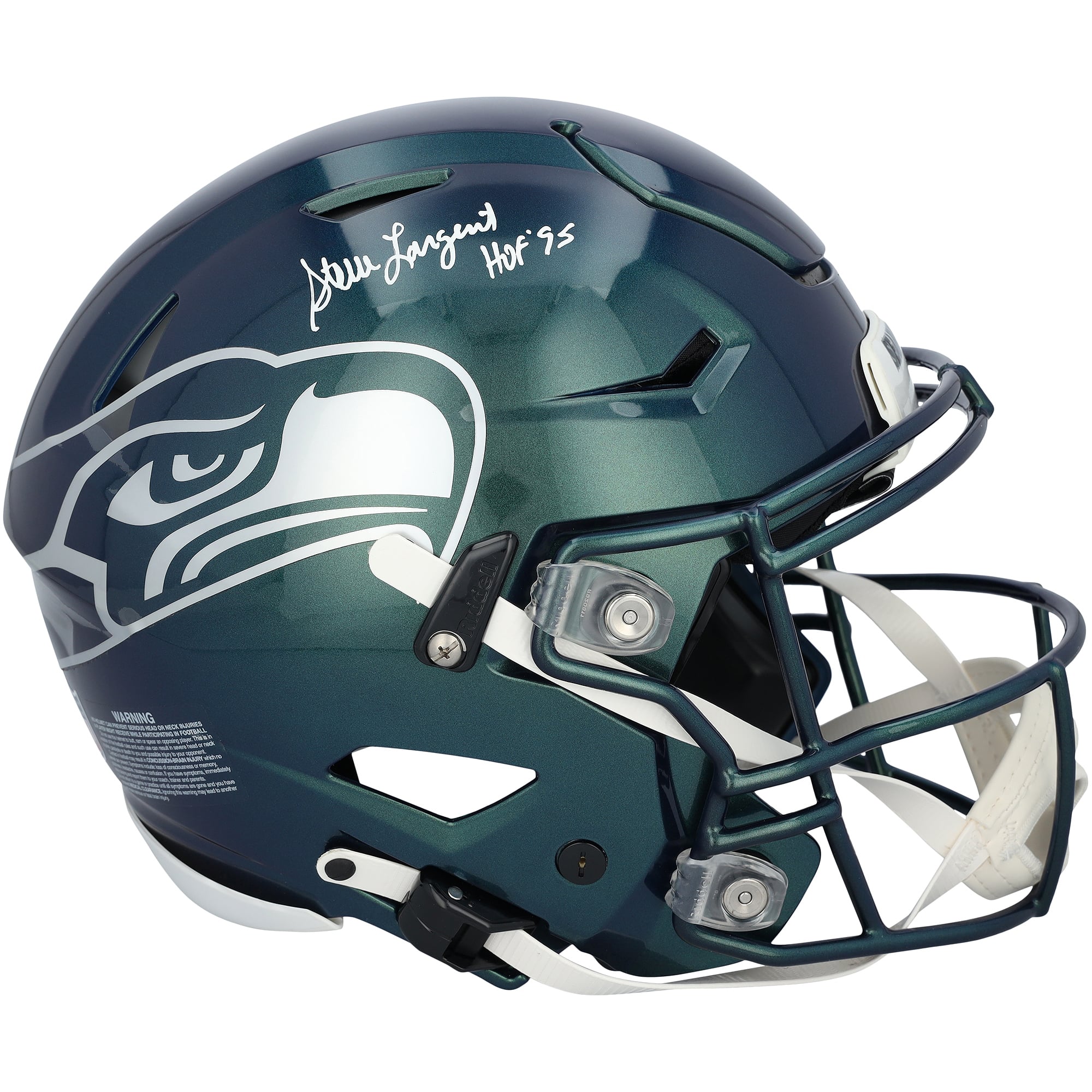 Casque Riddell Rivalry Speed ​​Flex Authentic autographié par Steve Largent des Seattle Seahawks avec inscription « HOF '95 »
