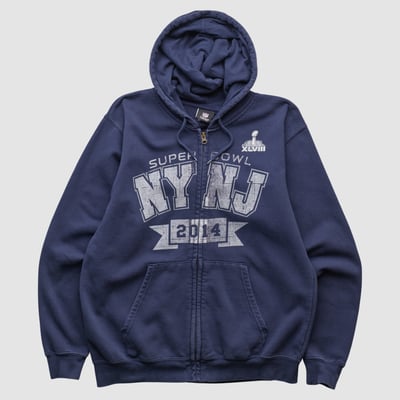 Super Bowl XLVIII NFL 2014 Hooded Full Zip Jacket - Navy - M by Fanatics Real Vintage