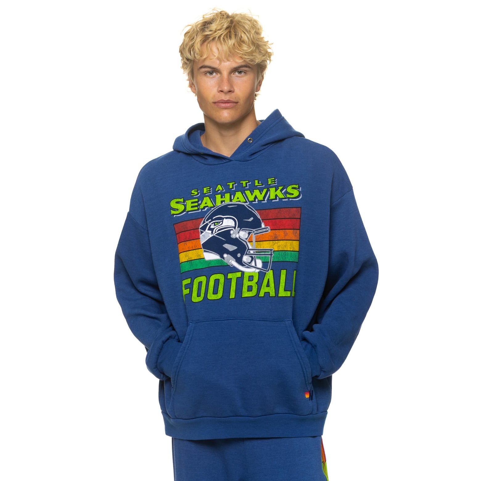 Sweat à capuche unisexe Aviator Nation College Navy Seattle Seahawks, coupe décontractée, mélange de trois matières