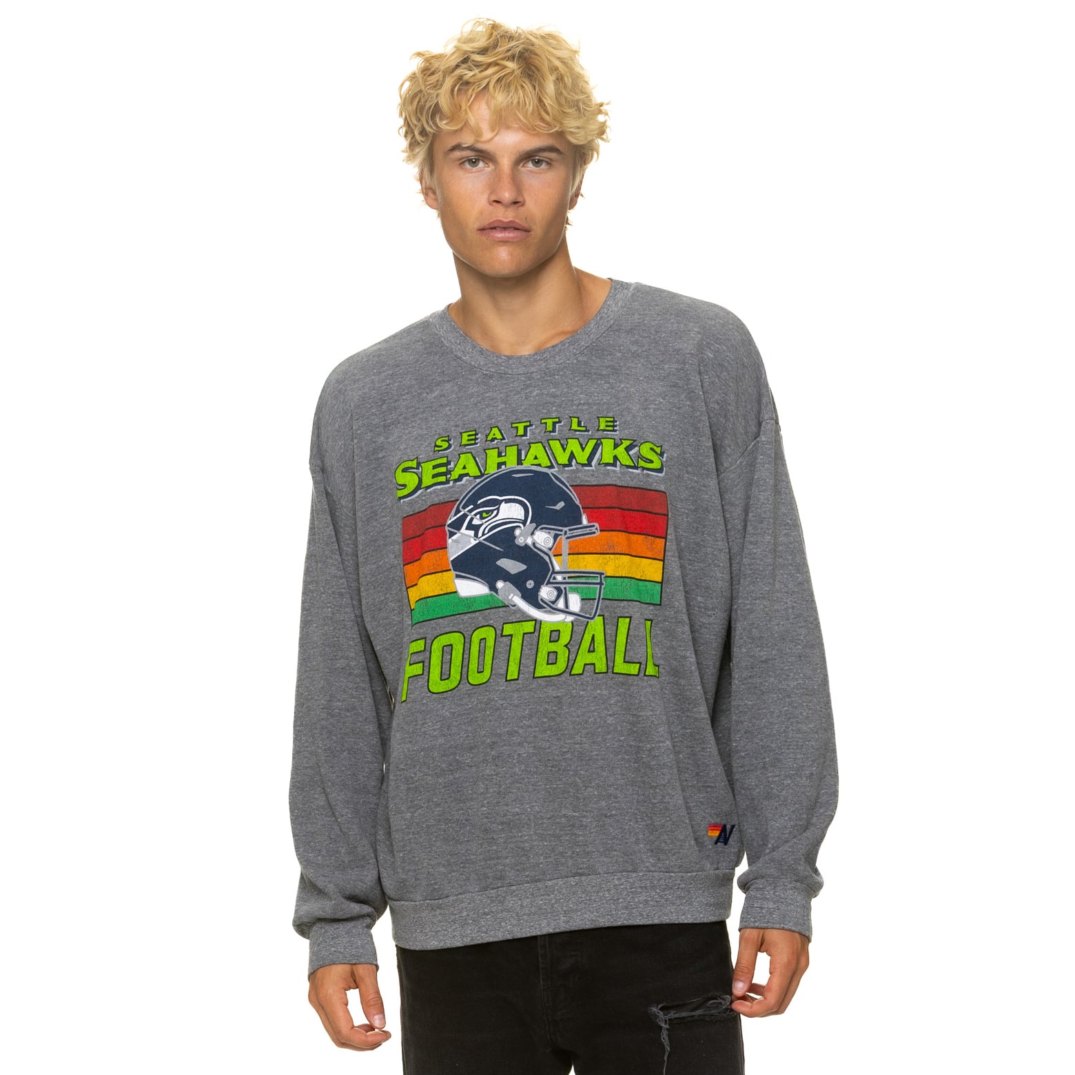Sweat-shirt unisexe Aviator Nation gris chiné Seattle Seahawks, coupe décontractée, en mélange de trois matières.