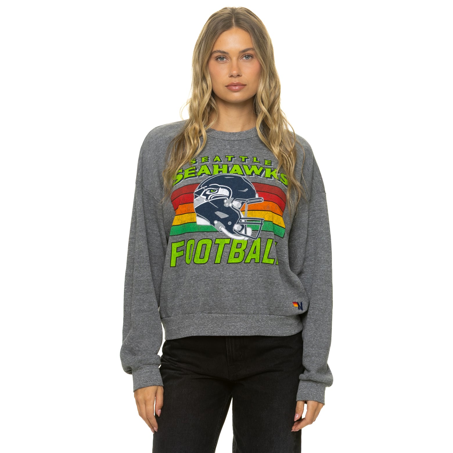Sweat-shirt unisexe Aviator Nation gris chiné Seattle Seahawks, coupe décontractée, en mélange de trois matières.
