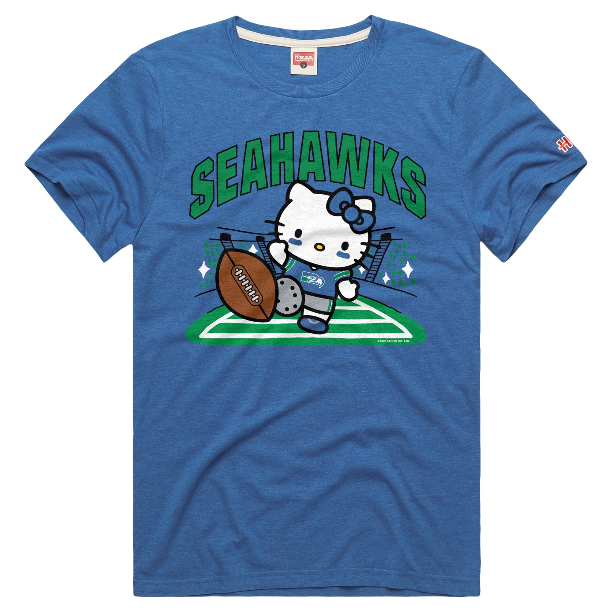 Unisex Homage Blue Seattle Seahawks x Hello Kitty Tri-Blend T-Shirt