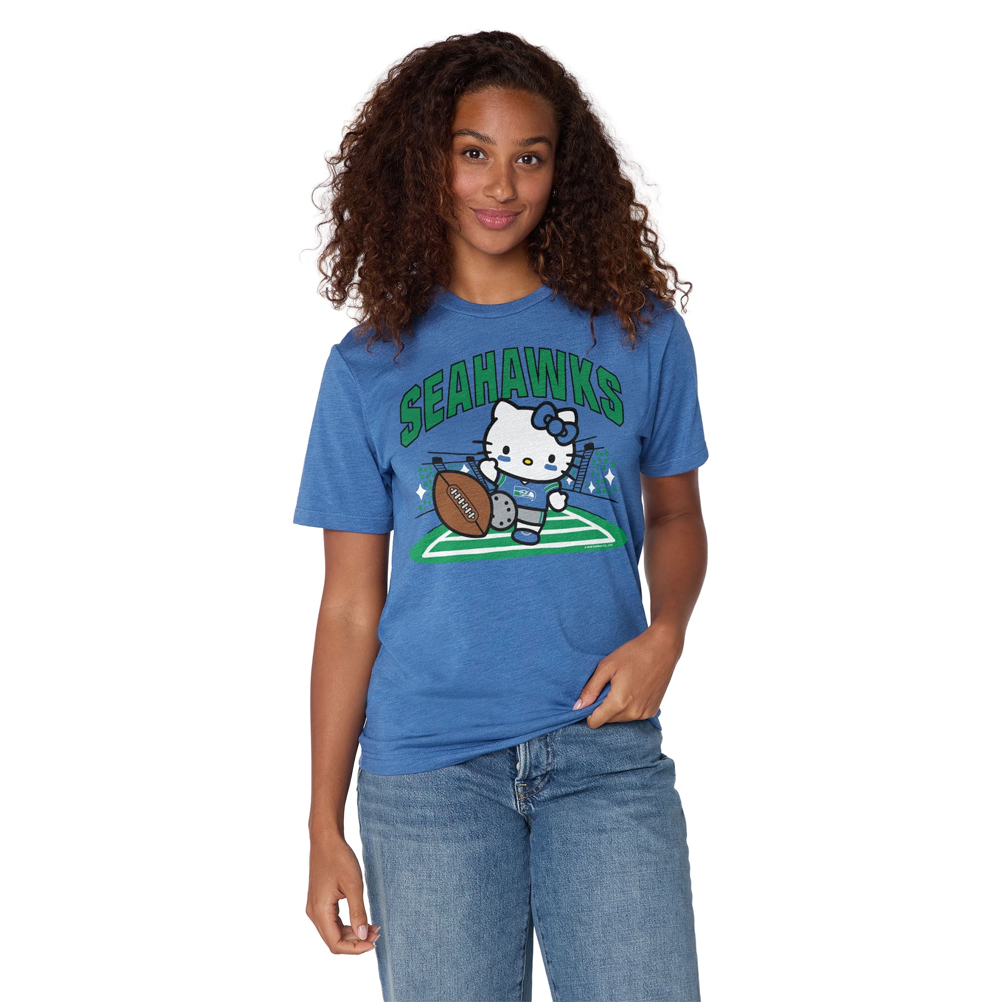Unisex Homage Blue Seattle Seahawks x Hello Kitty Tri-Blend T-Shirt