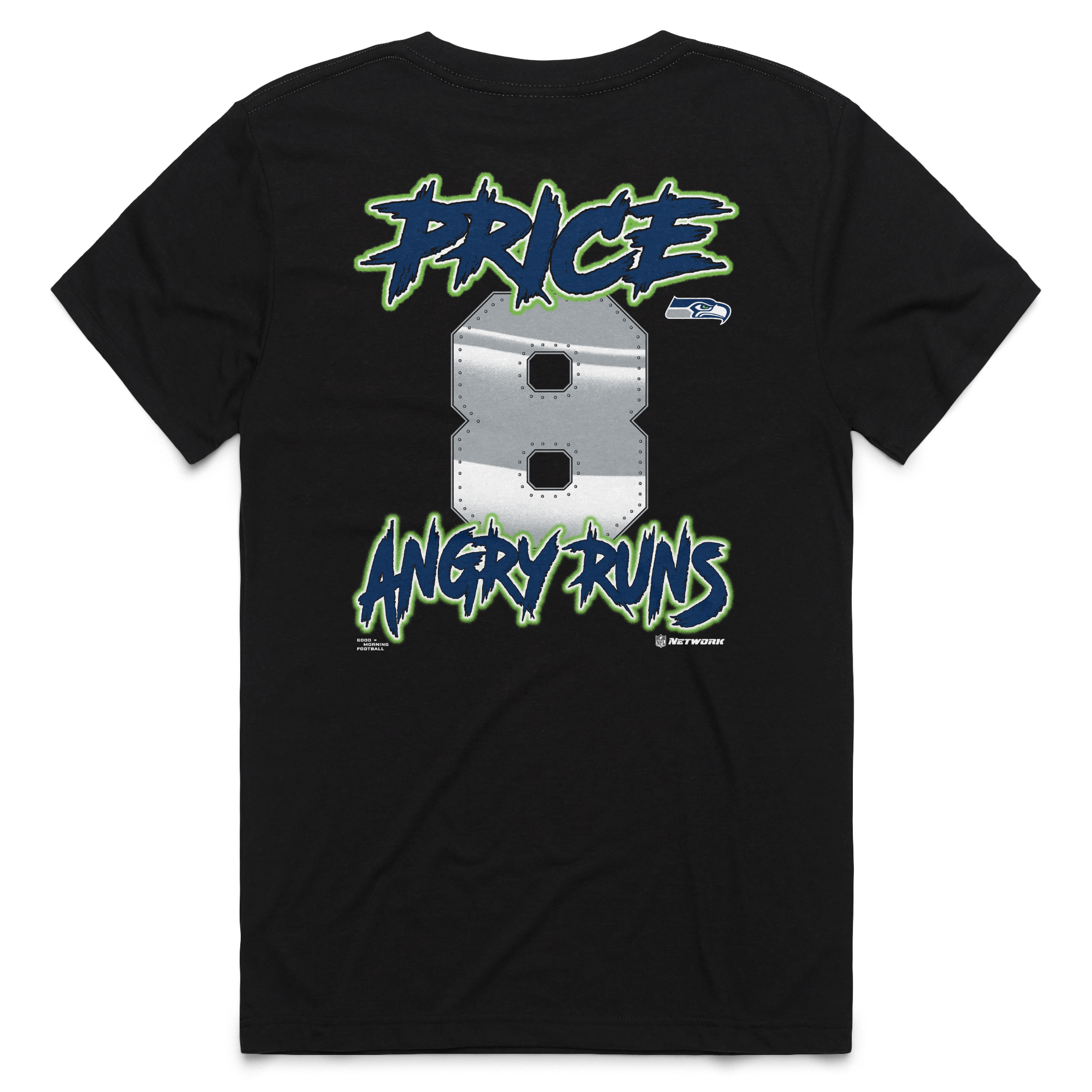 T-shirt unisexe Homage Jadarian Price Black Seattle Seahawks Angry Runs en mélange de trois matières