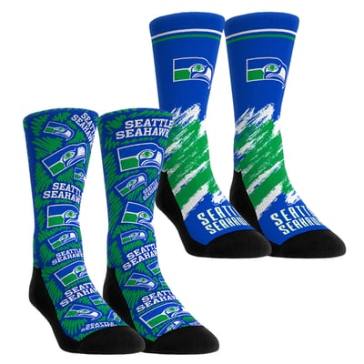  Seattle Seahawks Rock Em Unisex Throwback Two-Pack Crew Socks Set - Navy