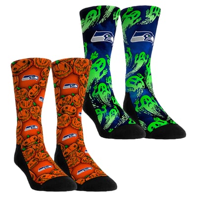  Seattle Seahawks Rock Em Unisex Halloween Crew Socks 2-Pack Set - Orange