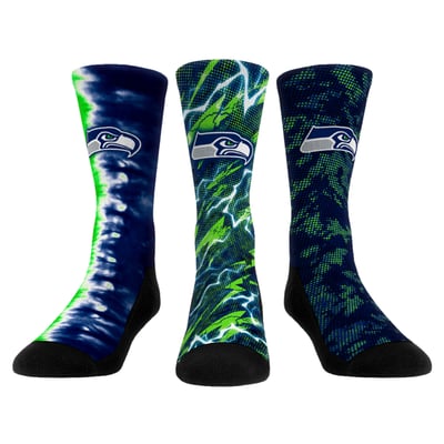 Seattle Seahawks Rock Em Unisex Team Tones Three-Pack Crew Socks