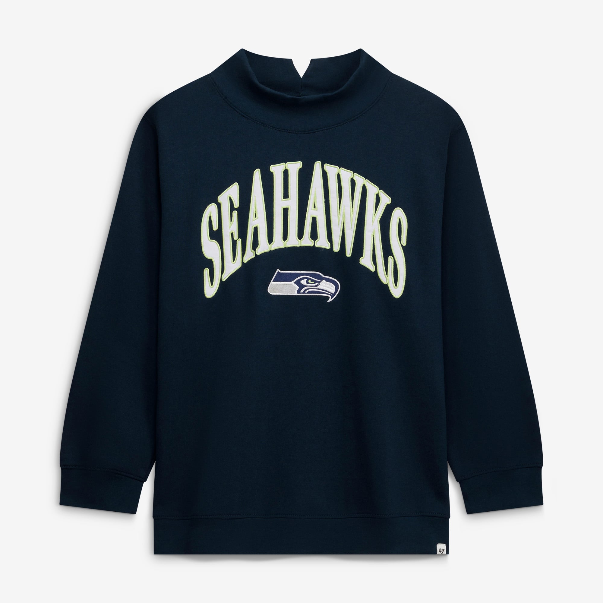 Women's '47 College Navy Seattle Seahawks Plus Vantage Mock Neck Pullover